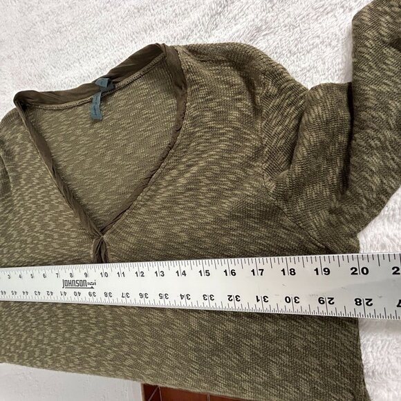 Left of Center Womens Small Olive Green Textured Knit Long Sleeve Top Casual - Picture 7 of 8